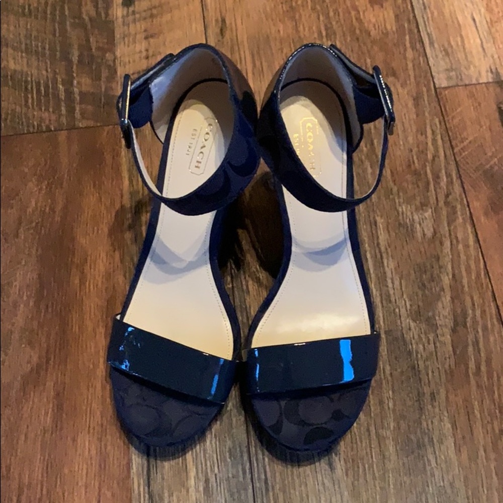 Coach platform wedge sandals